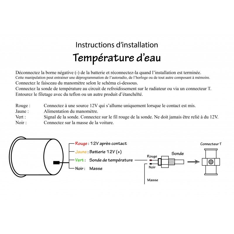 Manomètre Numérique Vega® Température D'Eau 20-150°C - 52 Mm Avec LEDs Alarme & Tension Batterie - Fabriqué En France